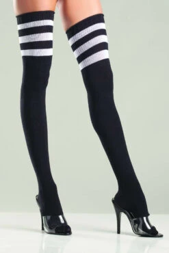 LEG AVENUE Athletic Thigh Highs(Black White Athletic Thigh Highs)
