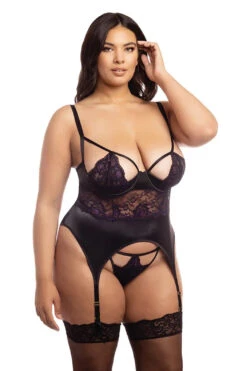 Plus Size Plum Merrywidow Set(Plus Size Plum Merrywidow Set) -Serpent Lane DemiPaddedShelfCupMerrywidoww OverlayLace PantyBlack HeliotropePlusSize 1604964c 4ae2 4329 8b1d 885633a9321c