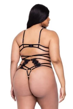 Rosa Teddy(Rosa Teddy) -Serpent Lane EbonyRoseFloralGuipureLaceTrimTeddyBlack