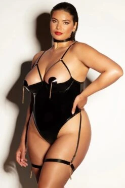 Plus Size Shelly Teddy(Plus Size Shelly Teddy) -Serpent Lane FETISHPlayOpenShelfCupVinyl MeshTeddyw VinylNippleCovers ChainTasslePlusSize ea795d16 cea9 43ae 8686 f715c0c933e4