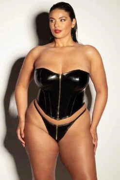 Plus Size Rider Bustier Set(Plus Size Rider Bustier Set) -Serpent Lane FETISHRiderVinylBustierw FrontZipper PantyBlackQueenSize 1f57b0cf 2cea 4f62 af69 825c4e8a8098