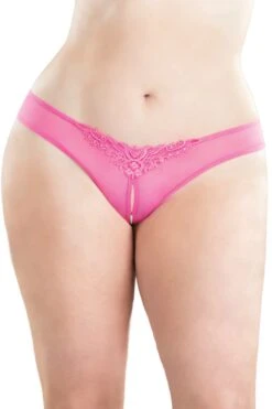 Crotchless Pearl Thong(Crotchless Pearl Thong) -Serpent Lane Pink Crotchless Thong with Pearls