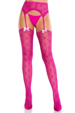 Heart Lace Thigh Highs(Heart Lace Thigh Highs) 8 Heart Lace Thigh Highs(Heart Lace Thigh Highs) -Serpent Lane Pinkfishnetswithhearts