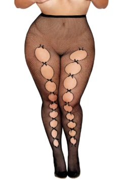 Bow Pantyhose(Bow Pantyhose) -Serpent Lane PlusSizePantyhosewithcutoutsandbows