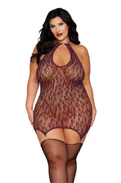 Cherry Bodystocking Dress(Cherry Bodystocking Dress) 6 Cherry Bodystocking Dress(Cherry Bodystocking Dress) -Serpent Lane plussizecherrylacebodystockingdress