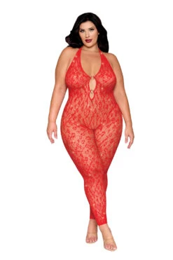 Plus Size Red Leopard Bodystocking(Plus Size Red Leopard Bodystocking)