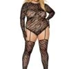Plus Size Zebra Teddy Body Stocking(Plus Szie Zebra Teddy Body Stocking)
