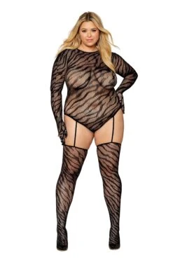 Plus Size Zebra Teddy Body Stocking(Plus Szie Zebra Teddy Body Stocking)