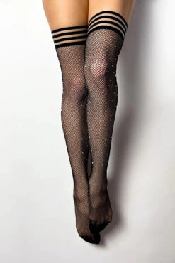 Rhinestone Thigh Highs(Rhinestone Thigh Highs) -Serpent Lane rhinestonefishnetthighhighsblack